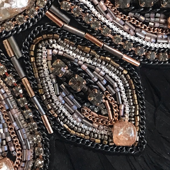 Stella And Dot Constantine Feather Statement Bib Necklace - Picture 3 of 9